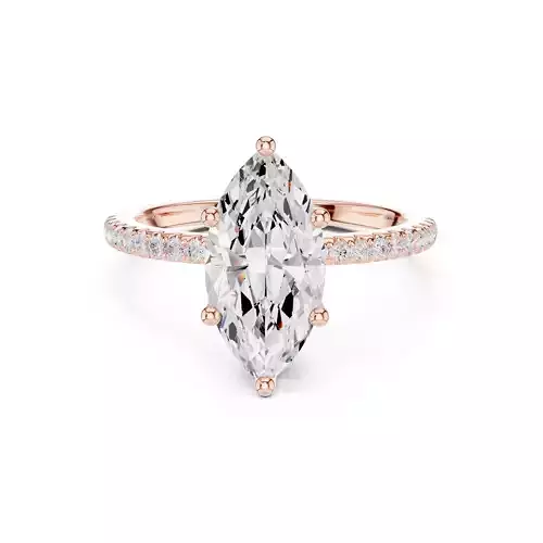 2CT Marquise Cut Hidden Halo Pave Engagement Ring 3DM STL Video