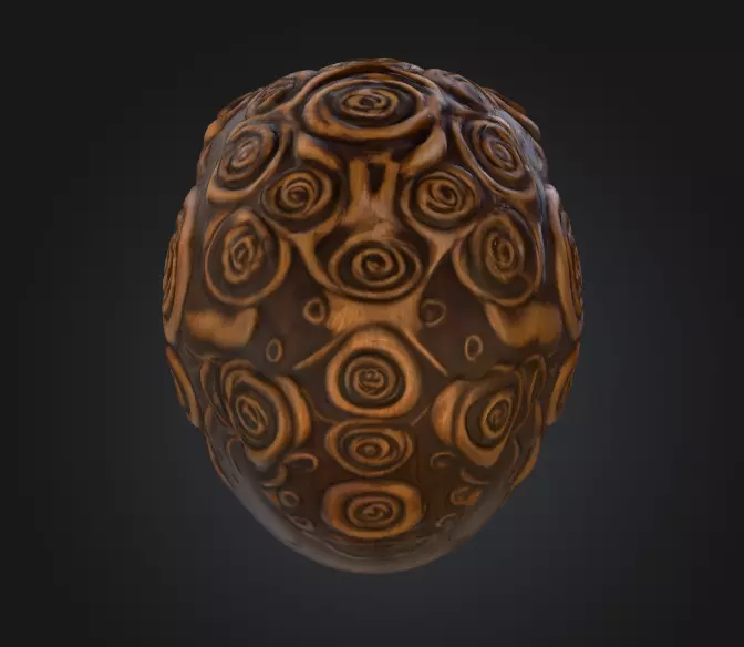 Ornamental Carved Skull Floral Pattern Low-poly 3D model_10
