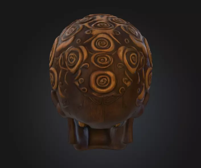 Ornamental Carved Skull Floral Pattern Low-poly 3D model_3
