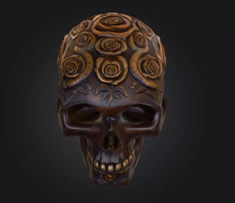 Ornamental Carved Skull Floral Pattern Low-poly 3D model_7