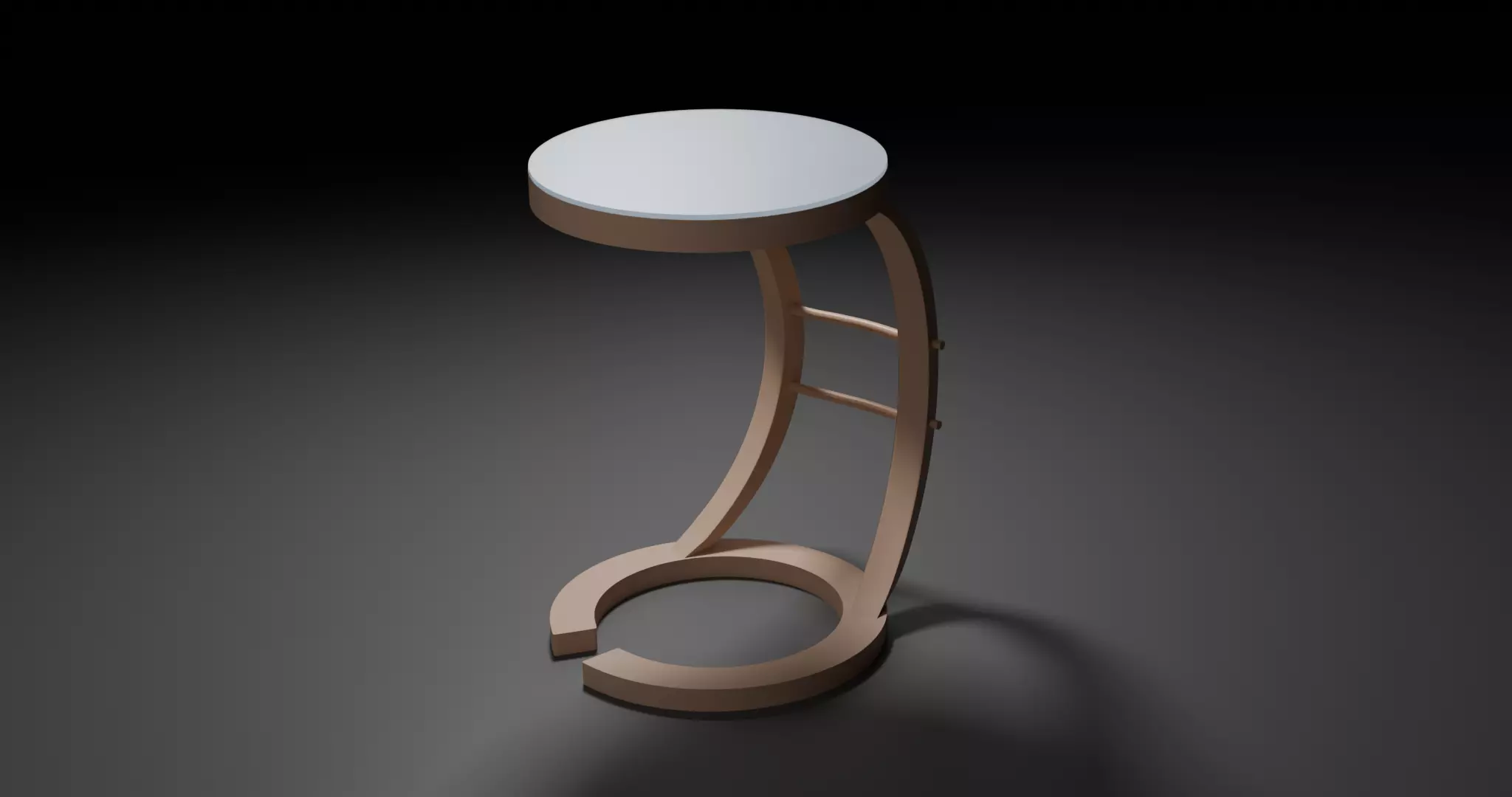 High Poly Wooden Side Table with Glass Top 3D Furniture Model Low-poly 3D model_1