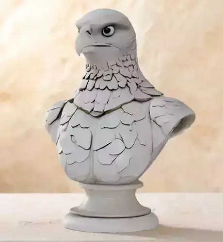 Falcon Head Bust 3D Model - STL Printable Bird of Prey