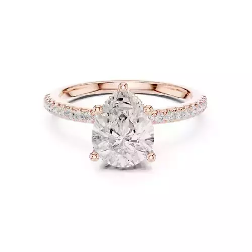 2CT Pear Cut Diamond Hidden Halo Wedding Ring 3DM STL Video 3D print model