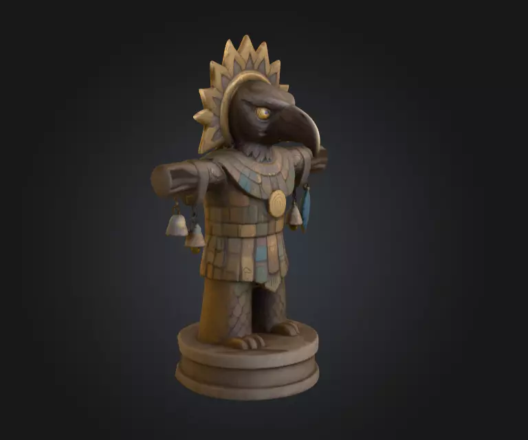 Bird Warrior Statue Low-poly 3D model_0