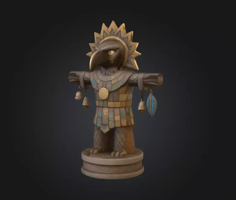 Bird Warrior Statue Low-poly 3D model_8