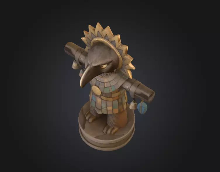 Bird Warrior Statue Low-poly 3D model_12