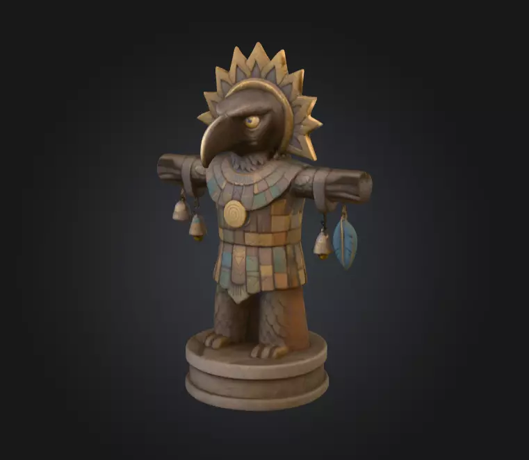 Bird Warrior Statue Low-poly 3D model_1
