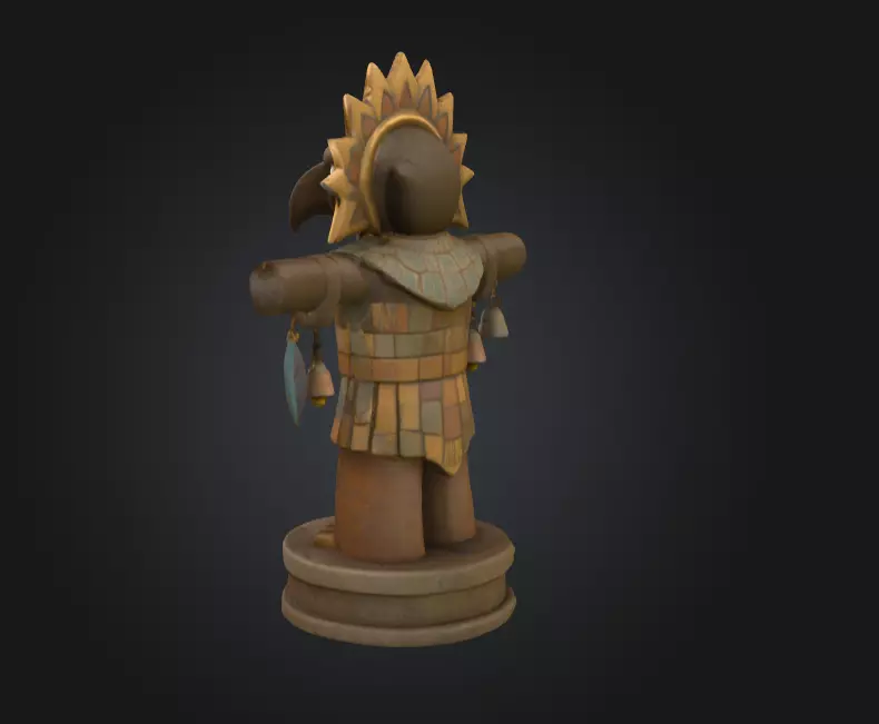 Bird Warrior Statue Low-poly 3D model_4