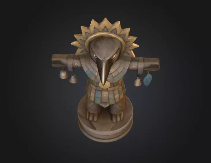 Bird Warrior Statue Low-poly 3D model_9