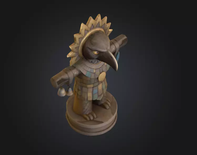 Bird Warrior Statue Low-poly 3D model_13