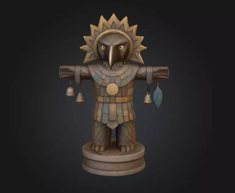 Bird Warrior Statue Low-poly 3D model_2