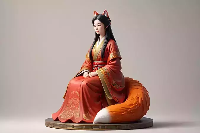 2154  Fox Spirit Woman in Pu Song Ling Style  magic