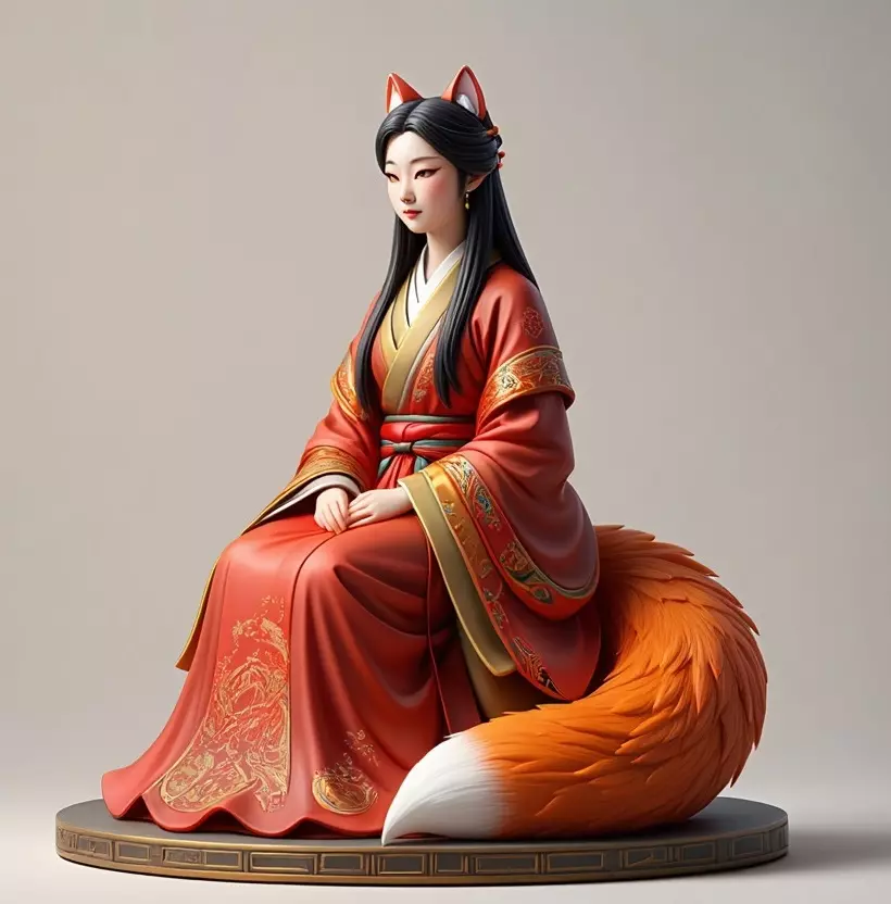 2154  Fox Spirit Woman in Pu Song Ling Style  magic 3D print model_5