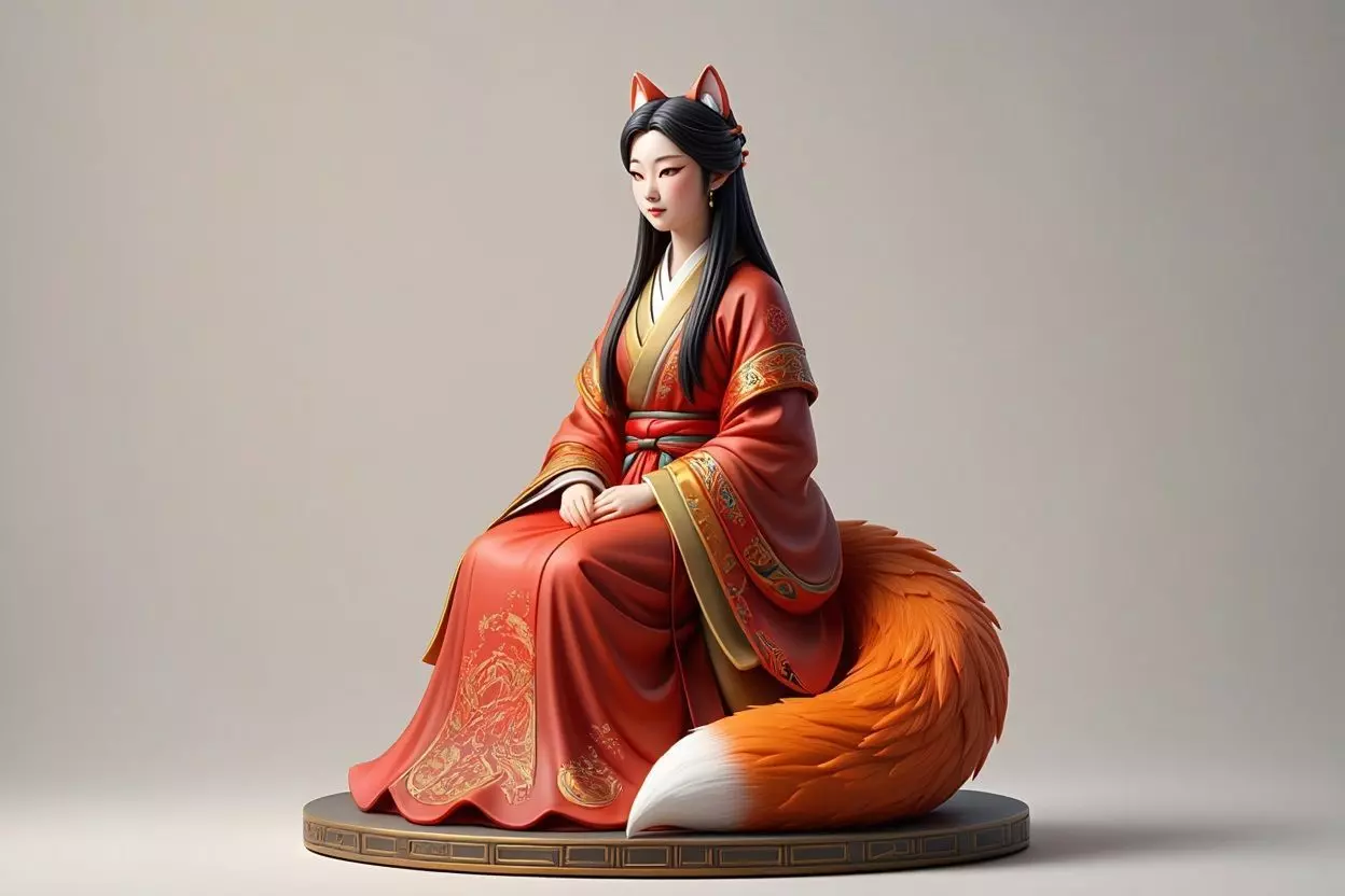 2154  Fox Spirit Woman in Pu Song Ling Style  magic 3D print model_2