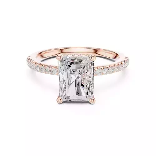 8x6mm Radiant Cut Hidden Halo Pave Wedding Ring 3DM STL Video