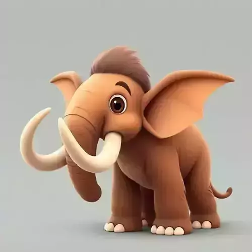 Mini Mammoth  Cute Cartoon 3D Model for Animation  Print  3D model