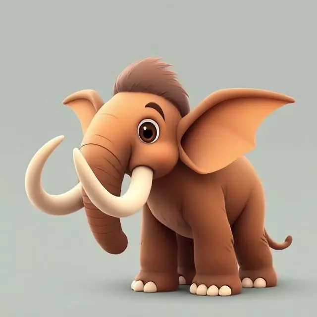Mini Mammoth Cute Cartoon 3D Model for Animation Print 3D model_0