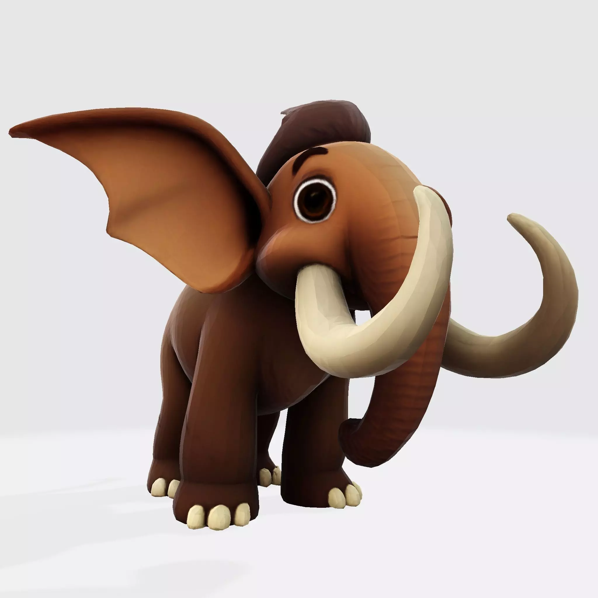 Mini Mammoth Cute Cartoon 3D Model for Animation Print 3D model_5