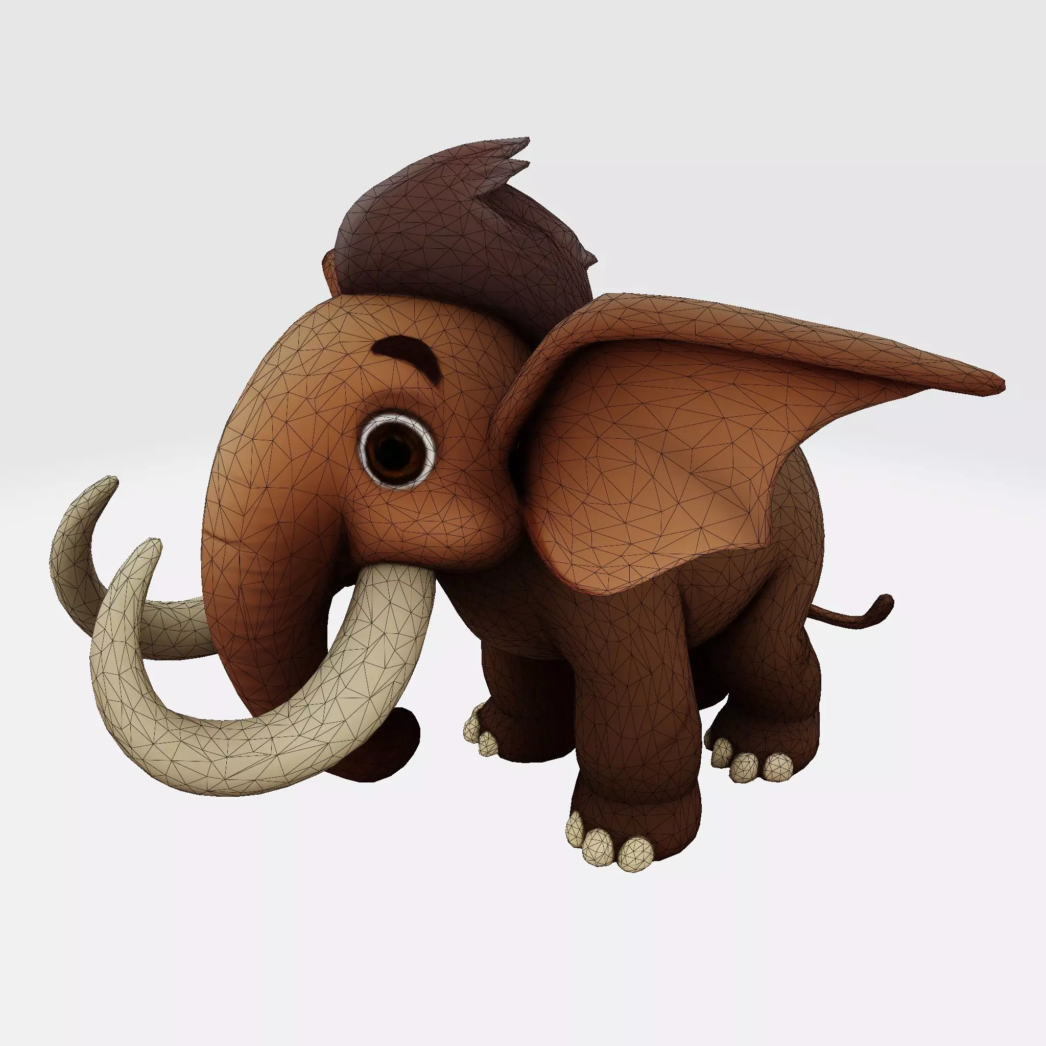 Mini Mammoth Cute Cartoon 3D Model for Animation Print 3D model_18