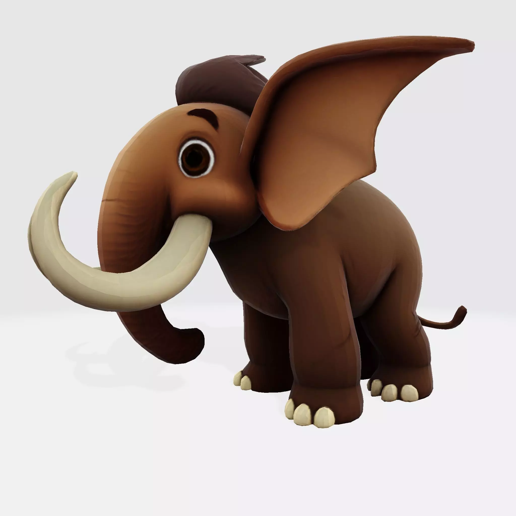 Mini Mammoth Cute Cartoon 3D Model for Animation Print 3D model_3