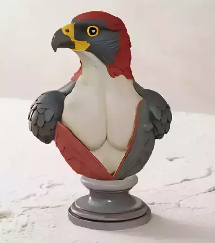 Falcon Head Bust 3D Model - STL Printable Bird of Prey