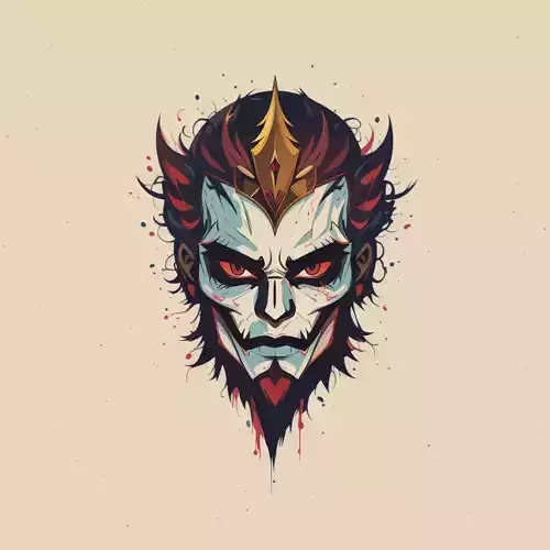 Demonic Samurai Mask Stylized Evil Warrior Head