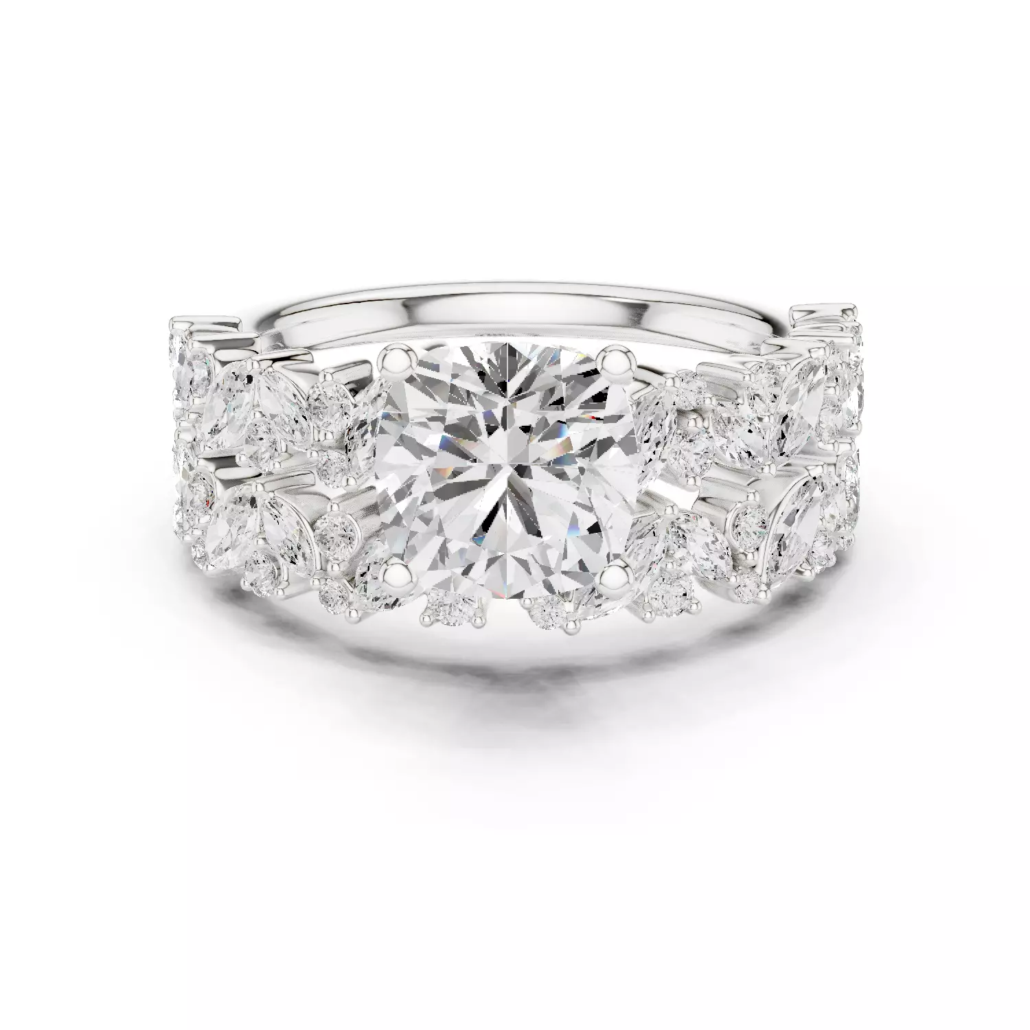 2Ct Cushion Cut Ring Set with Marquise Round Band 3DM STL Video 3D print model_14