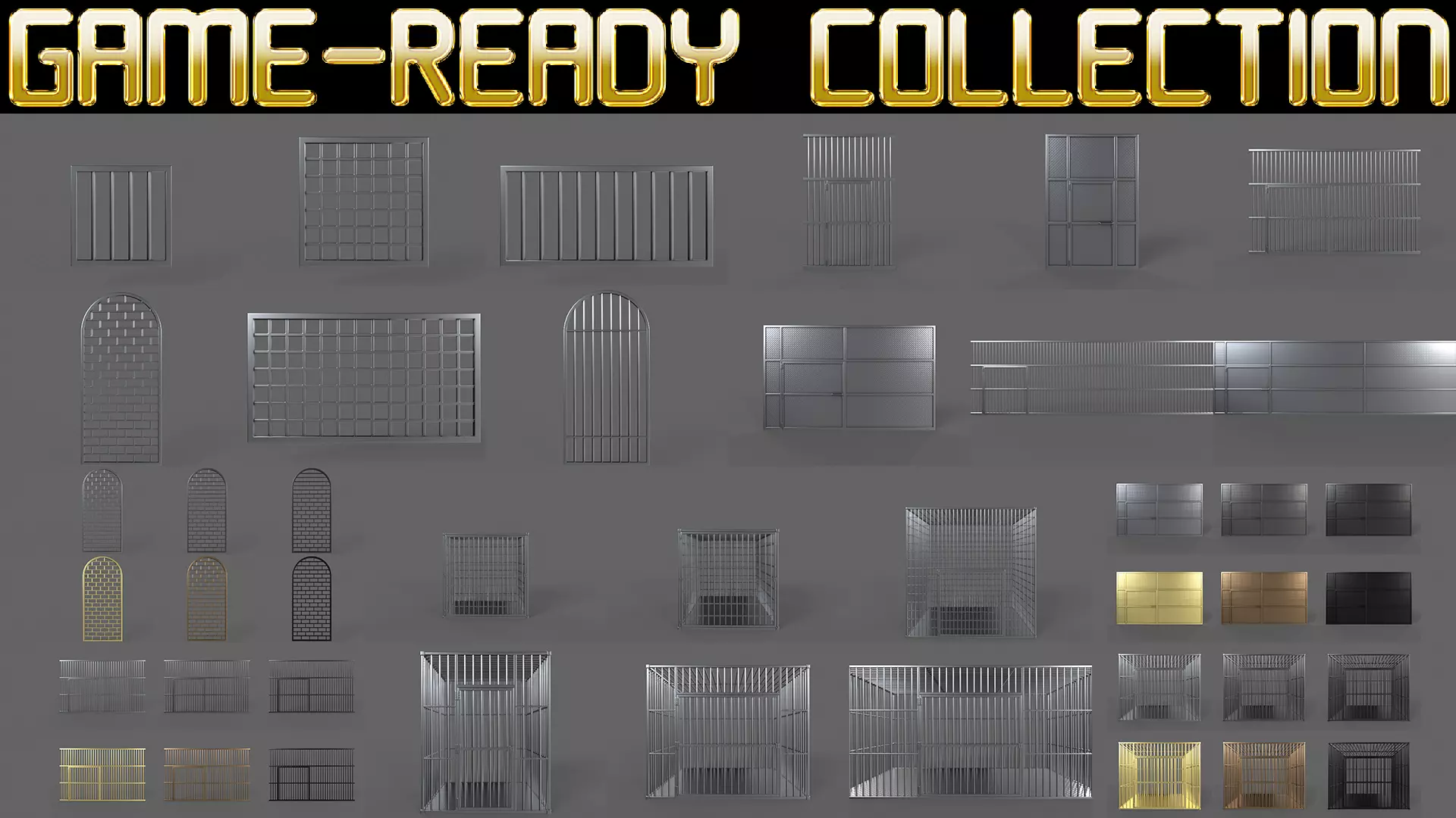 PBR Prison Cell Door Window Cage 3D Model Collection_0