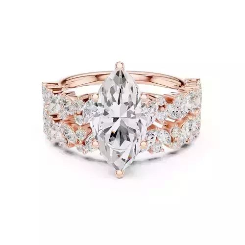 2Ct Marquise Cut Diamond Bridal Wedding Ring Set 3DM STL Video 3D print model
