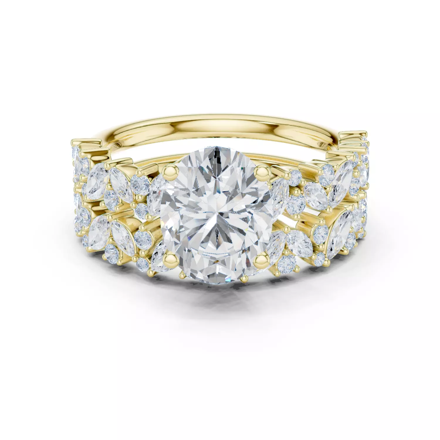 2CT Oval Cut Diamond Bridal Wedding Ring Set 3DM STL Video 3D print model_13