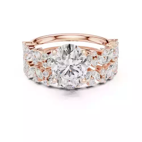 2CT Oval Cut Diamond Bridal Wedding Ring Set 3DM STL Video 3D print model