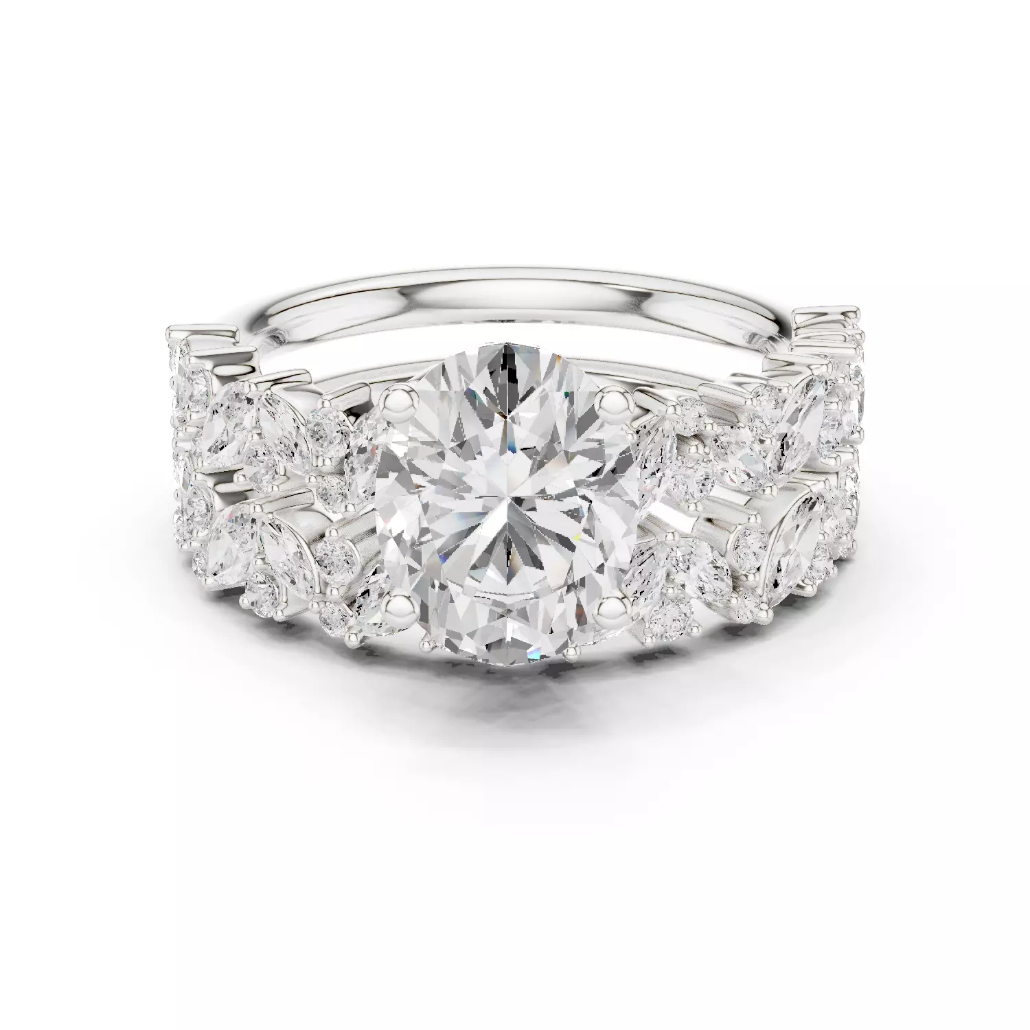 2CT Oval Cut Diamond Bridal Wedding Ring Set 3DM STL Video 3D print model_14