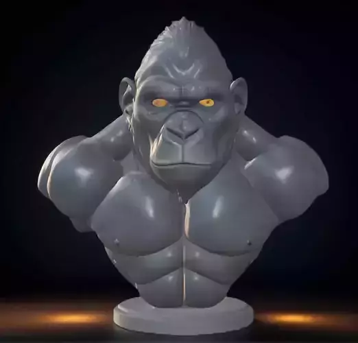 Gorilla Head Bust 3D Model - STL Printable Primate Sculpture