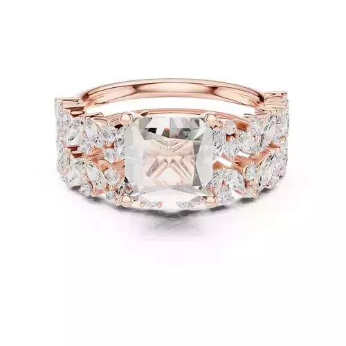 2CT Princess Cut Diamond Wedding Ring Set 3DM STL Video 3D print model