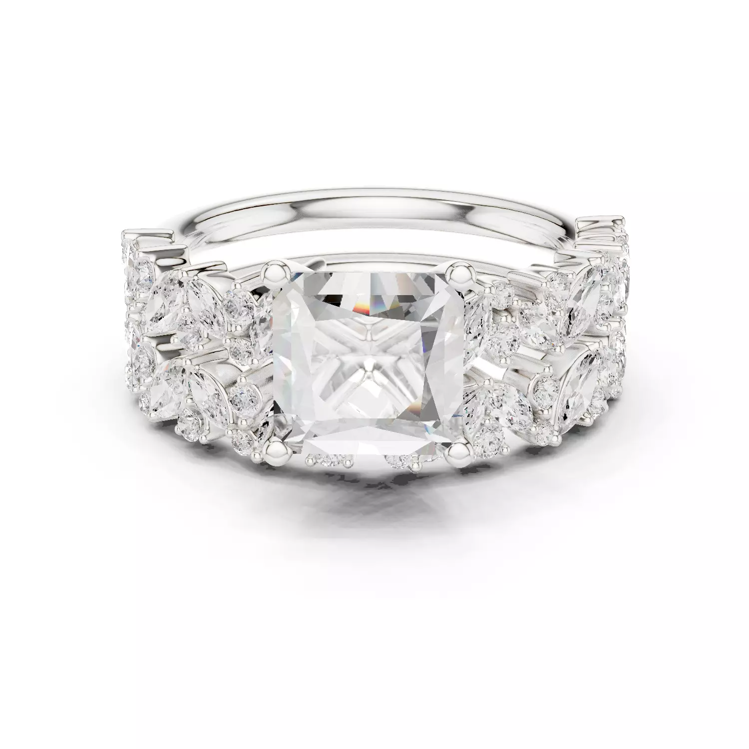 2CT Princess Cut Diamond Wedding Ring Set 3DM STL Video 3D print model_14