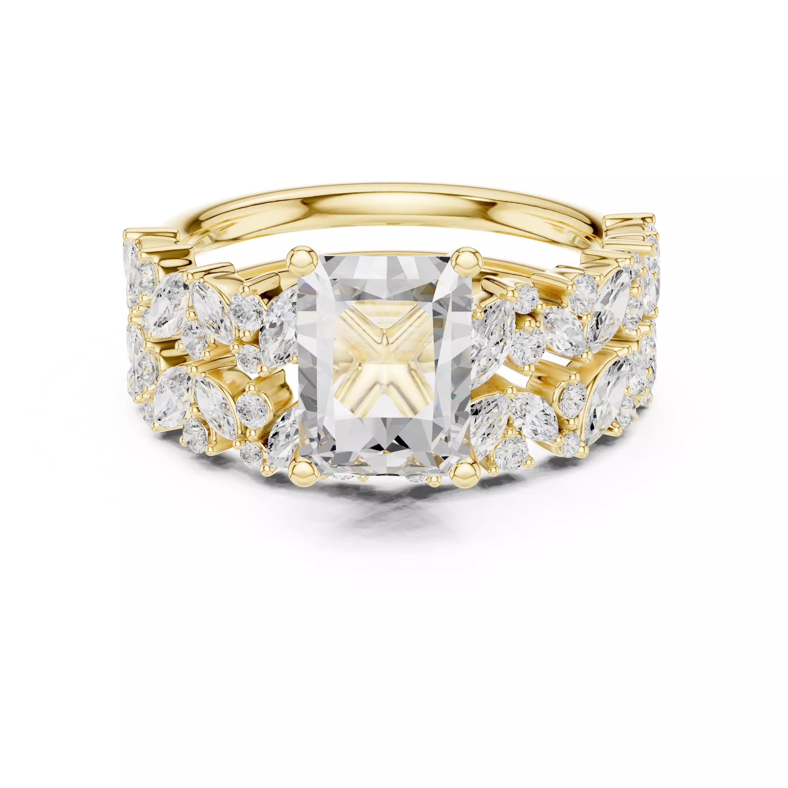 2CT Round Cut Diamond Engagement Ring Set 3DM STL Video 3D print model_8