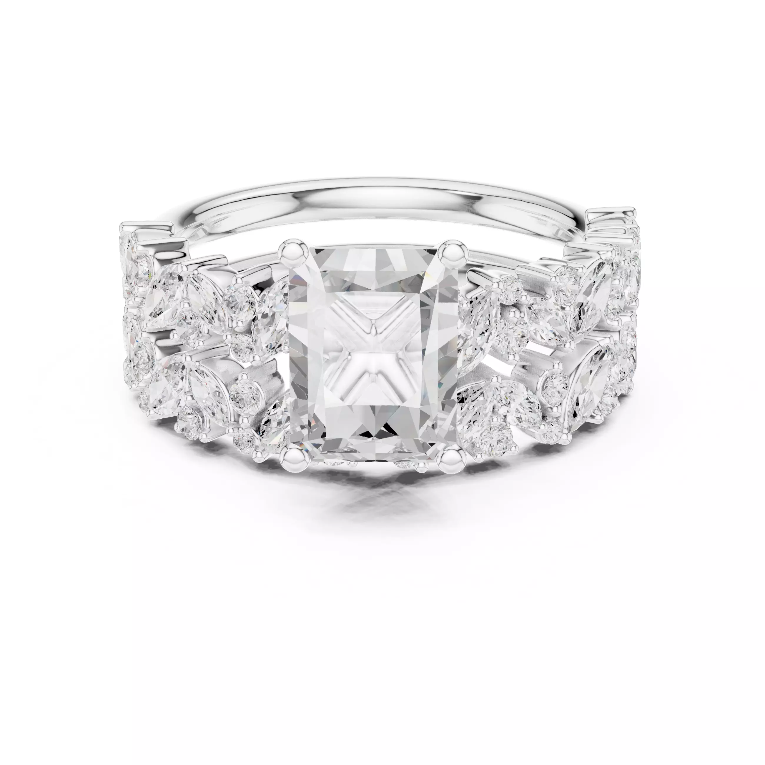 2CT Round Cut Diamond Engagement Ring Set 3DM STL Video 3D print model_6