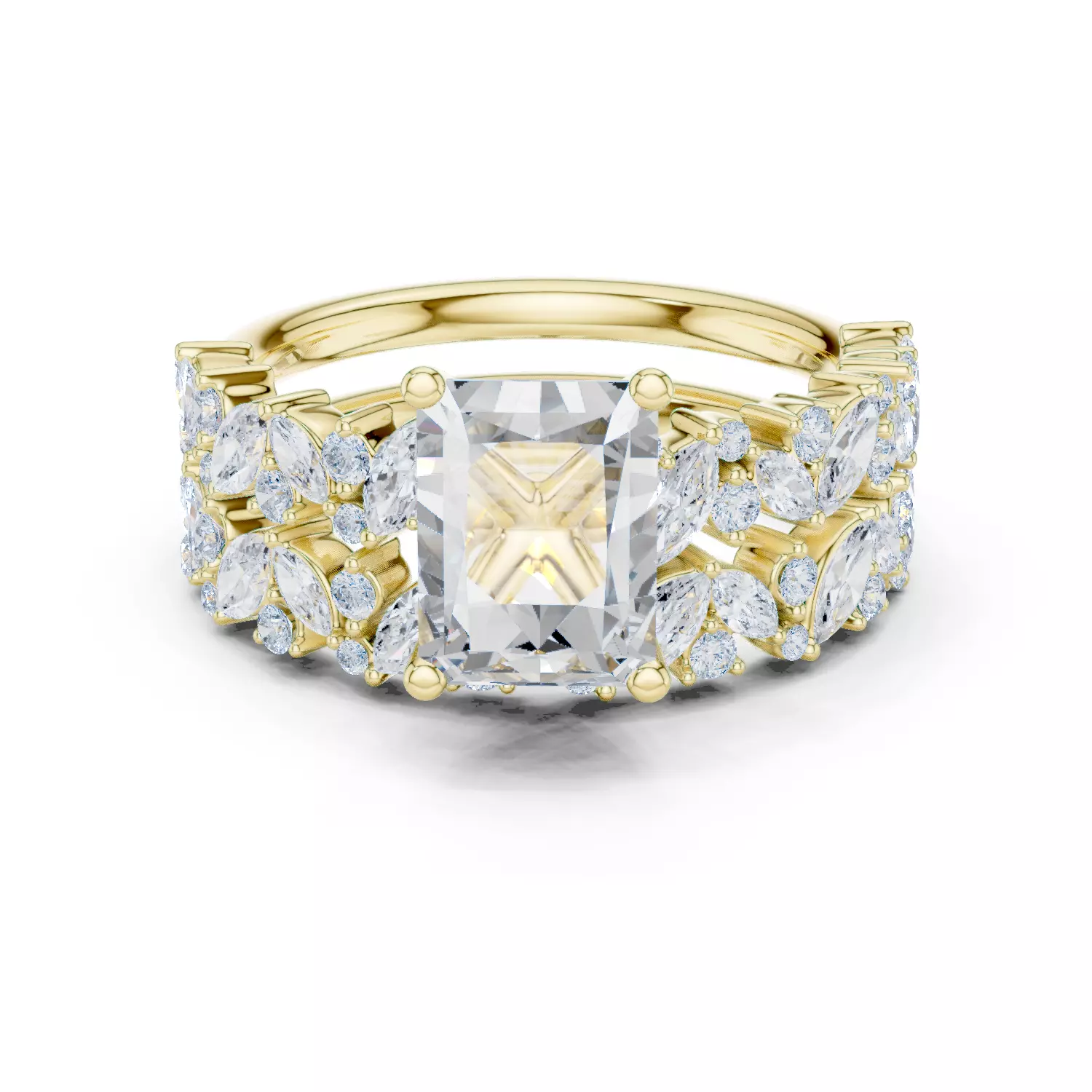 2CT Round Cut Diamond Engagement Ring Set 3DM STL Video 3D print model_2