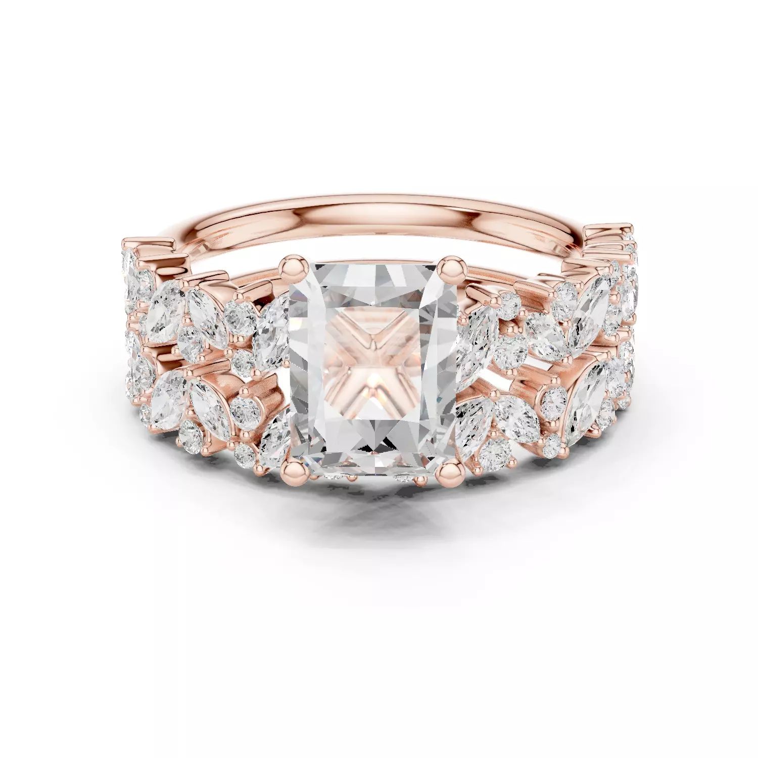 2CT Round Cut Diamond Engagement Ring Set 3DM STL Video 3D print model_0