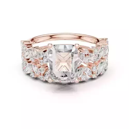 2CT Round Cut Diamond Engagement Ring Set 3DM STL Video 3D print model