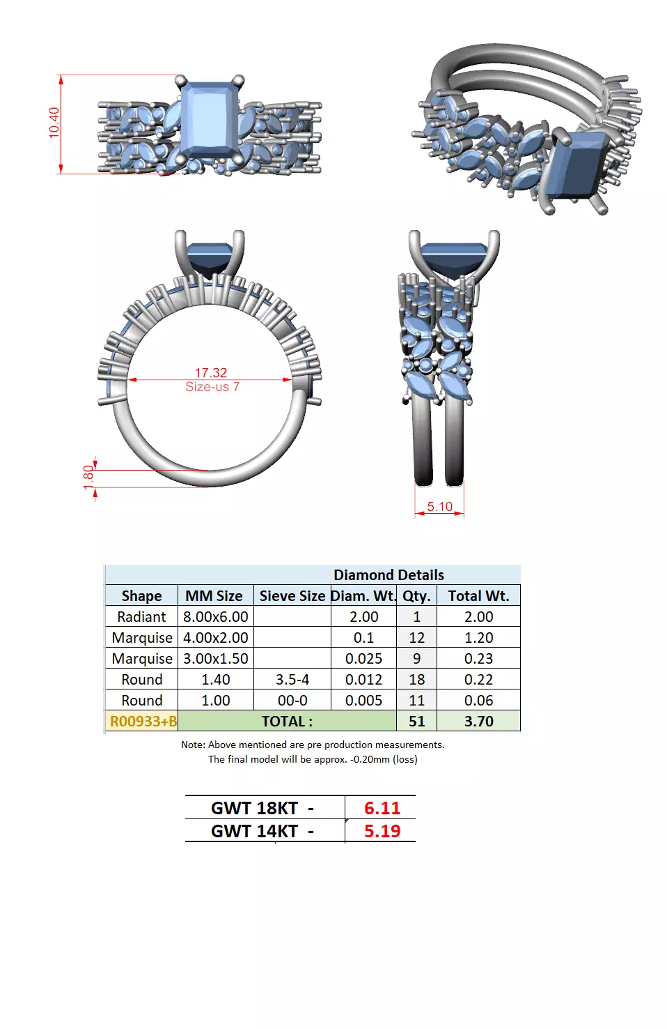 2CT Round Cut Diamond Engagement Ring Set 3DM STL Video 3D print model_9