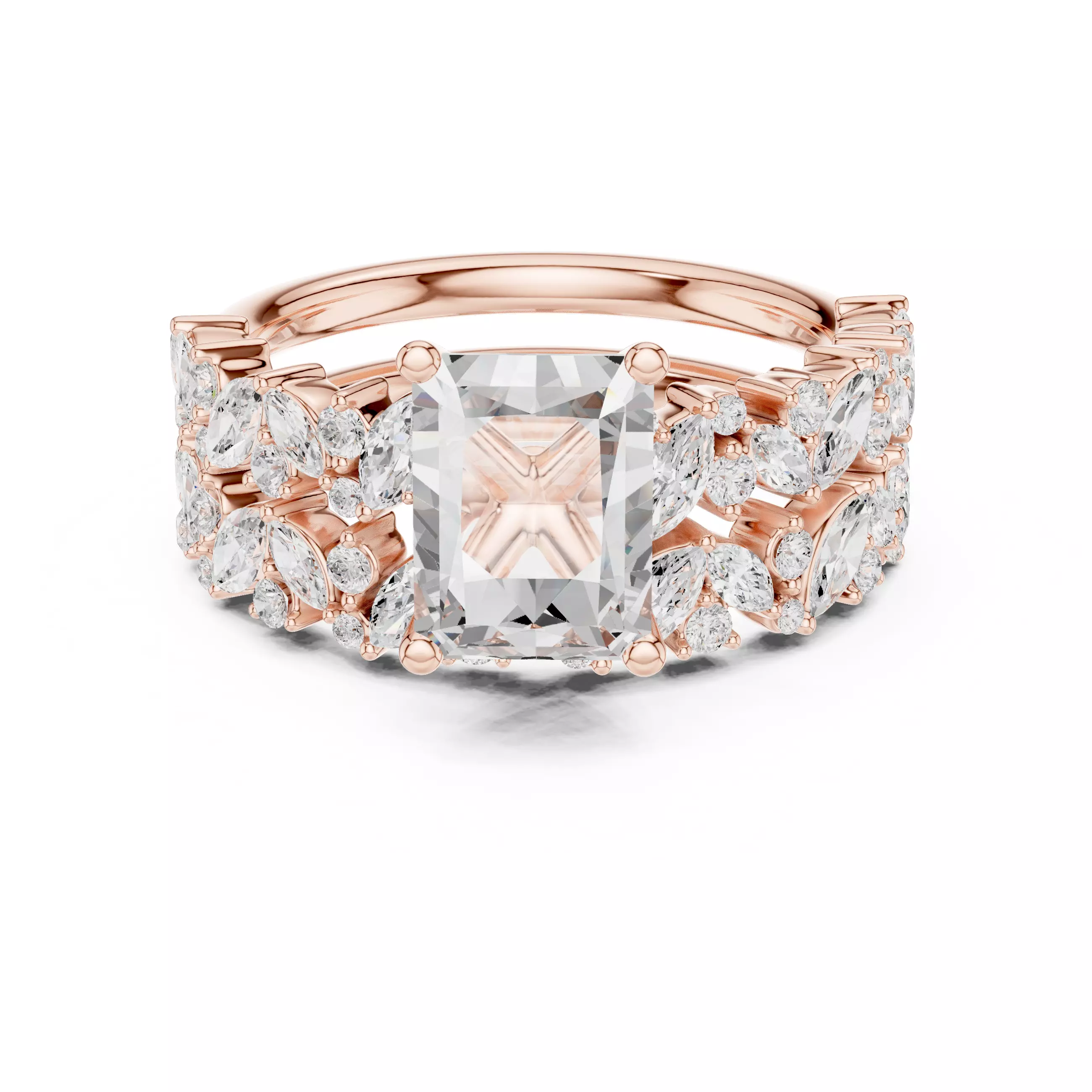 2CT Round Cut Diamond Engagement Ring Set 3DM STL Video 3D print model_4