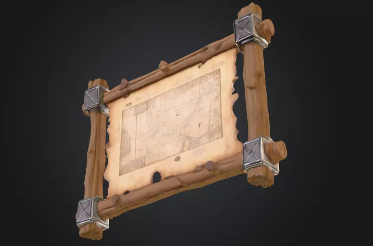 Ancient Explorer Map Frame Low-poly 3D model_11