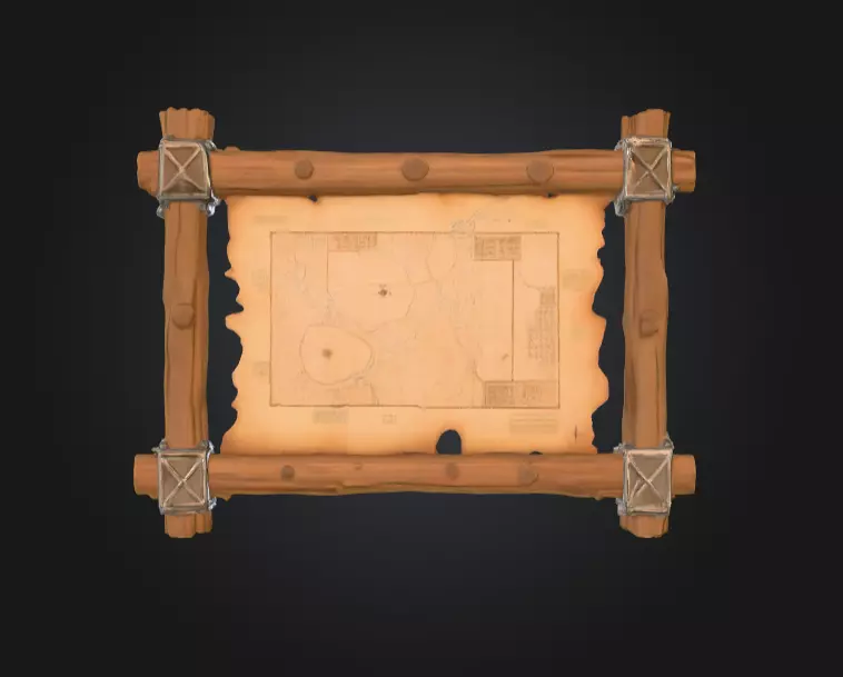 Ancient Explorer Map Frame Low-poly 3D model_6