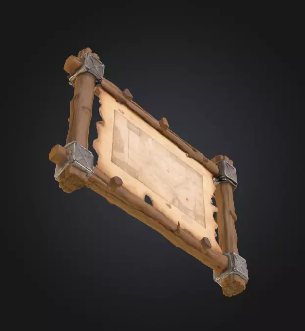 Ancient Explorer Map Frame Low-poly 3D model_10