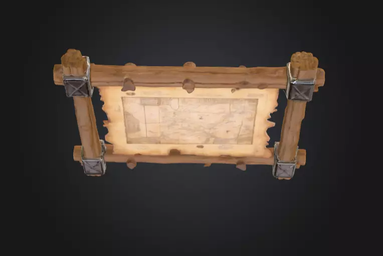 Ancient Explorer Map Frame Low-poly 3D model_5