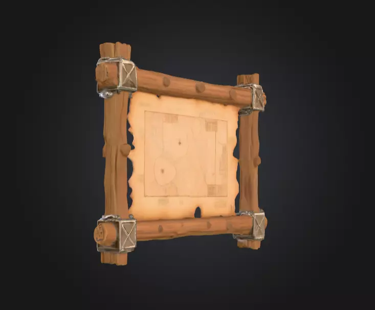 Ancient Explorer Map Frame Low-poly 3D model_4