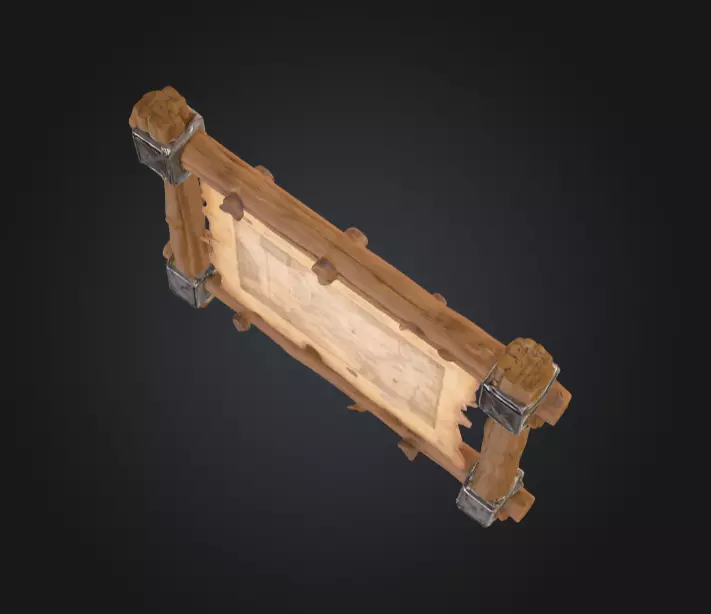 Ancient Explorer Map Frame Low-poly 3D model_7