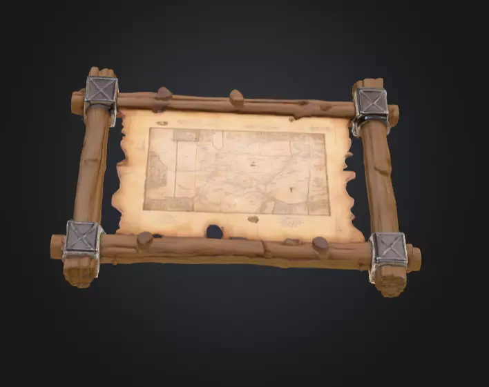 Ancient Explorer Map Frame Low-poly 3D model_9