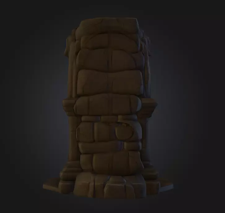Gothic Stone Arch Door Low-poly 3D model_6